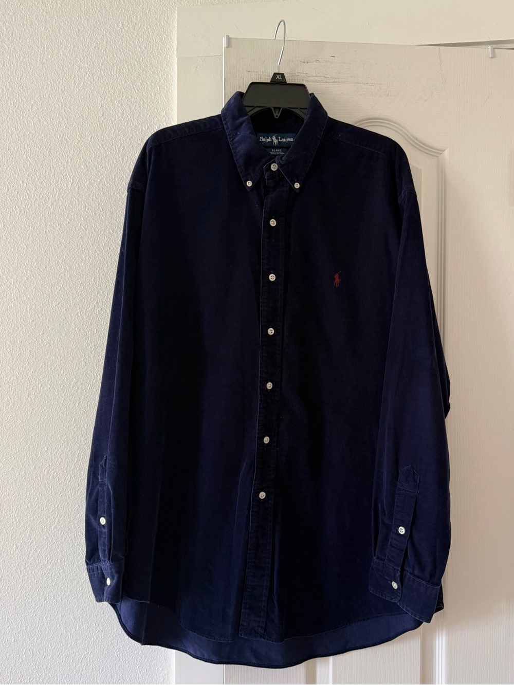 Polo Ralph Lauren Blake Corduroy Shirt Men’s XL Navy Blue Red Pony